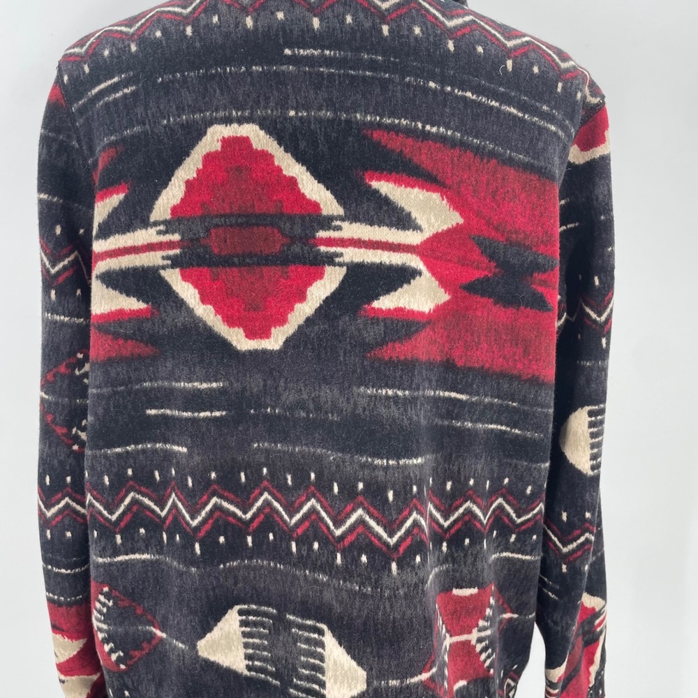 Tribal Print Button-Front Cardigan Sweater - Black & Red - Picture 8 of 15